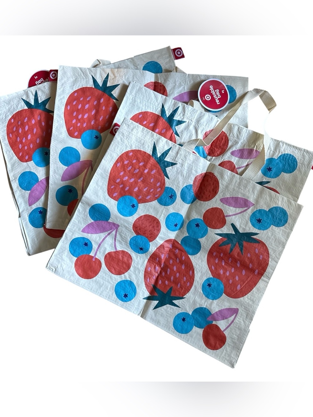 Target Strawberry & Berries Reusable Tote Bag - 4 Bags
